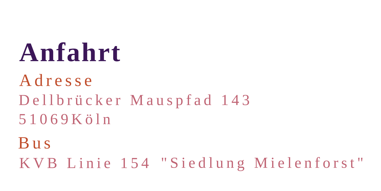 Dellbrücker Mauspfad 143, 51069 Köln KVB Linie 154 Haltestelle Siedlung Mielenforst